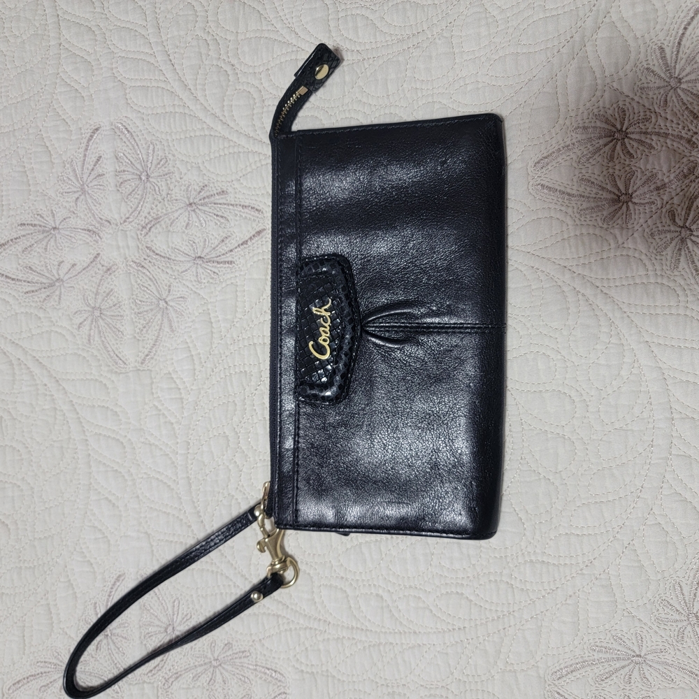 Coach Black Leather Wristlet